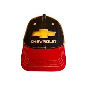Chevrolet Logo Trucker Hat Red & Black Adjustable Mesh Back Cap